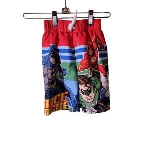 Super Hero Swim Trunk Boys Lined Elastic Waist Sz 4